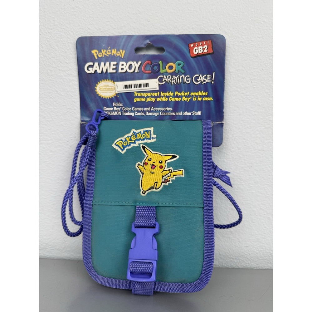 Vintage Game Boy Color Carrying Case Bag Teal Canvas Pokemon Pikachu GB2 NWT